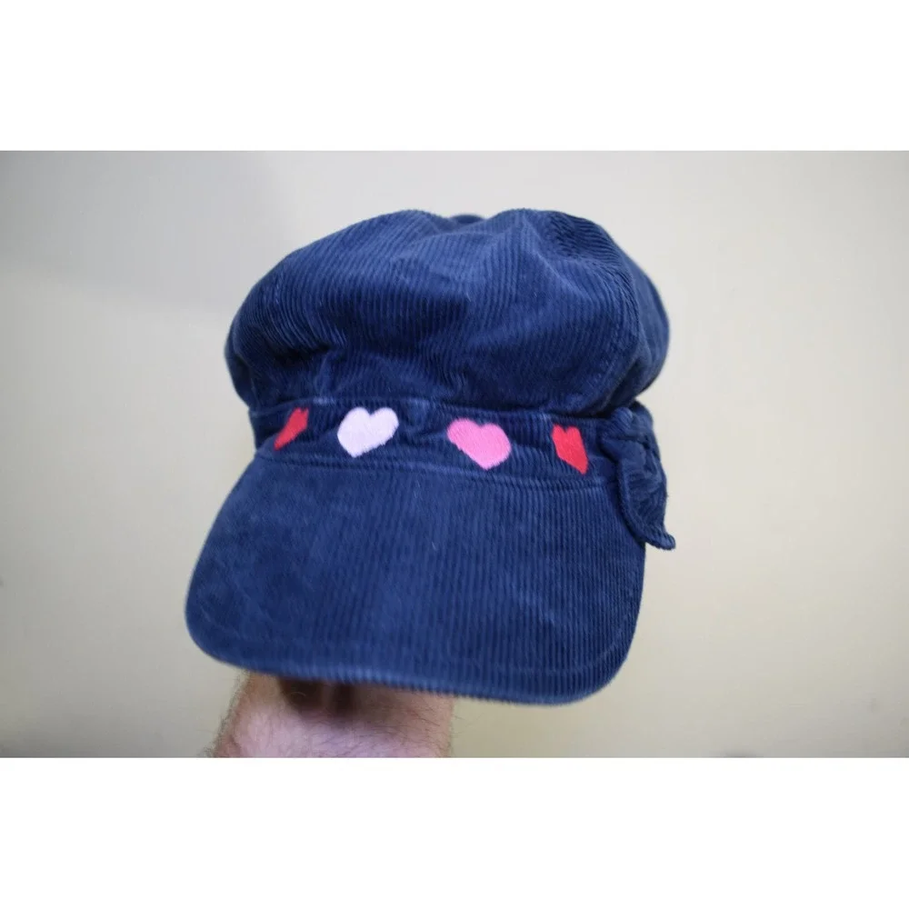 2011 Gymboree Blue Corduroy News‎ Boy Cadet Hat GIRLS 8+ Heart Bow